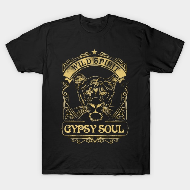 Lion - Wild heart - gypsy soul T-Shirt by All About Nerds